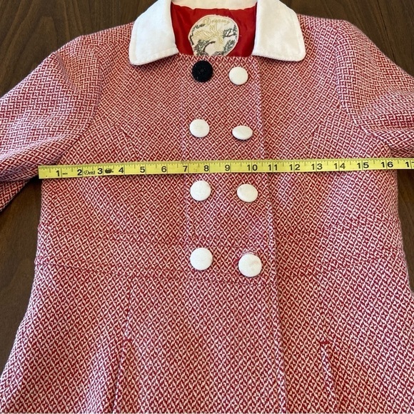 Women's  Zara Pink Double-Breasted Pea Coat Houndstooth Pattern Size Small - Picture 11 of 16